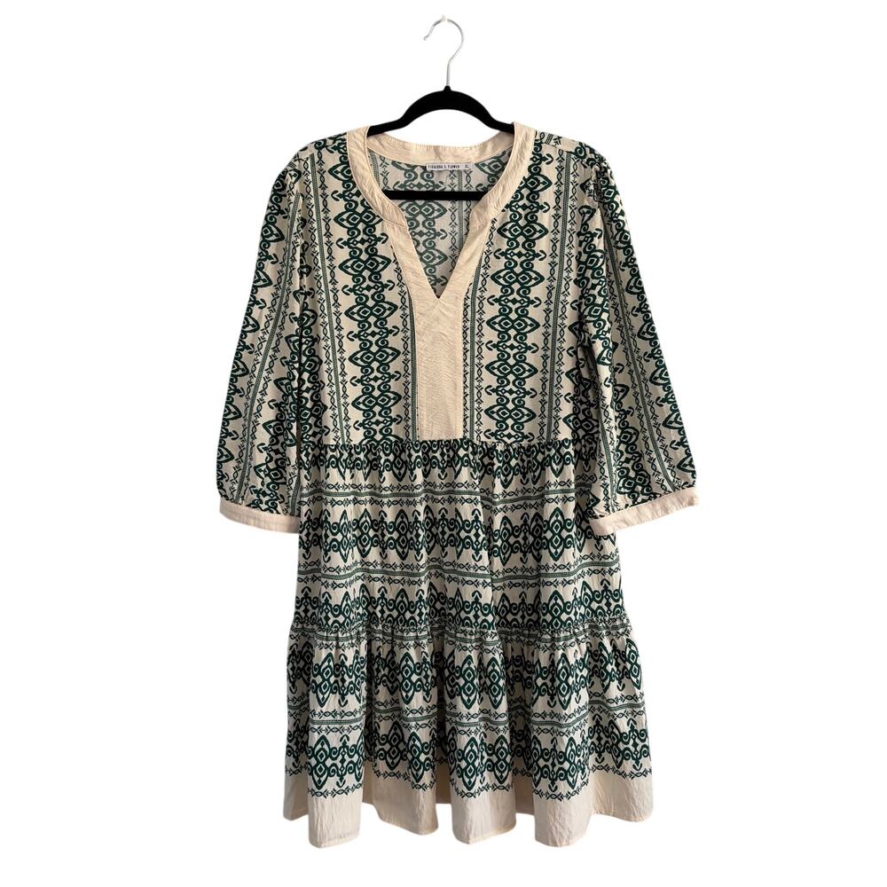 Figueroa & Flower V-Neck Elbow Sleeve Baby Doll Dress Women's Size XL